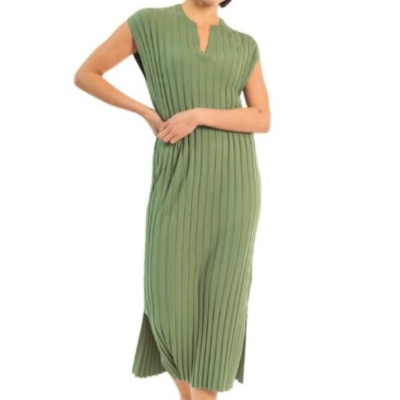 Paper Label Women's‎ Green Nadia Wide Rib Sleeveless Maxi Dress - Size M Medium - Picture 1 of 6